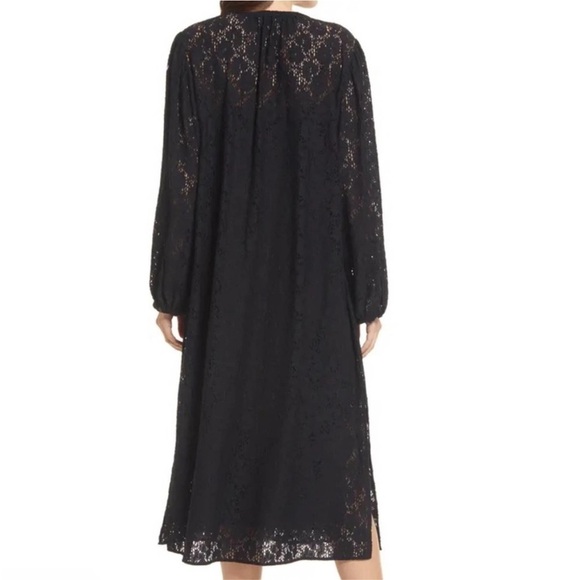 NWT Treasure Bond Lace Lined Peasant Midi Dress Black V-Neck Long Sleeve Small - Picture 2 of 15